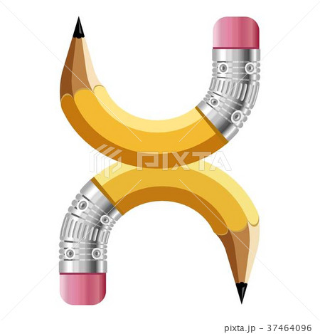 Letter x pencil icon, cartoon style 37464096