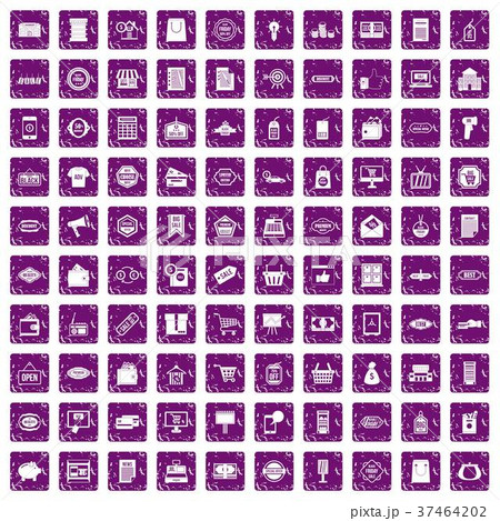 100 sale icons set grunge purple 100 sale icons set grunge purple 37464202