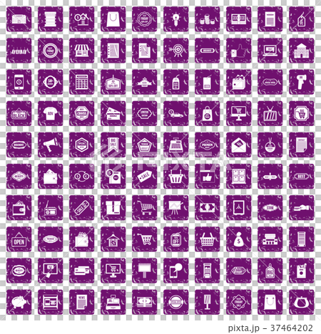 100 sale icons set grunge purple 100 sale icons set grunge purple 37464202