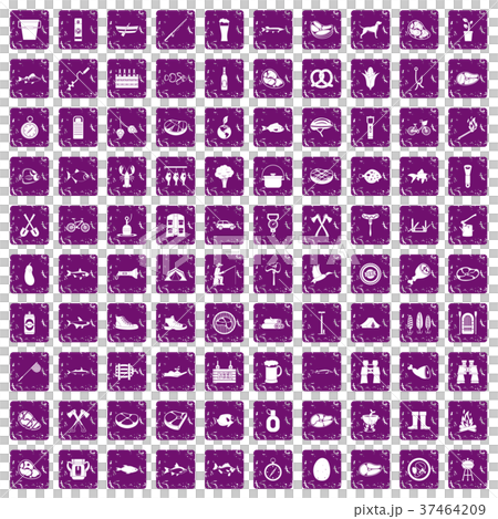 100 BBQ icons set grunge purple 37464209