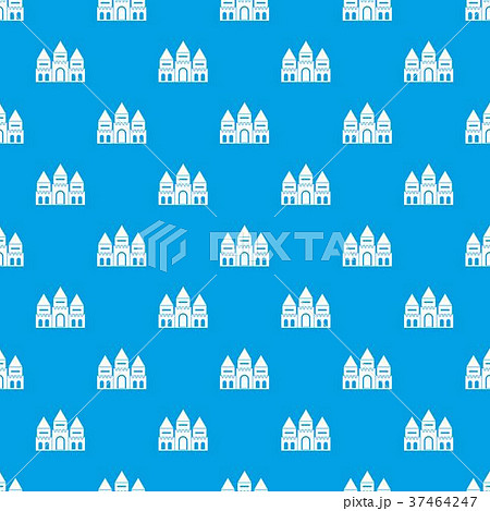 Children house castle pattern seamless blue Children house castle pattern seamless blue 37464247