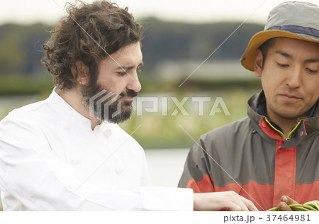農家の男性と外国人シェフ 農家の男性と外国人シェフ 37464981