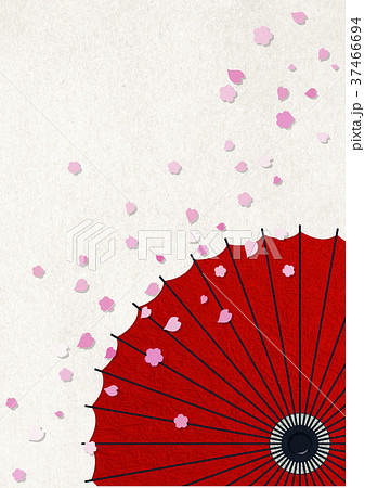 和モダンなイラスト 和傘 桜 のイラスト素材