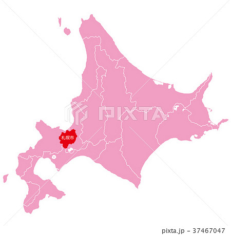 北海道と札幌市の地形のイラスト素材