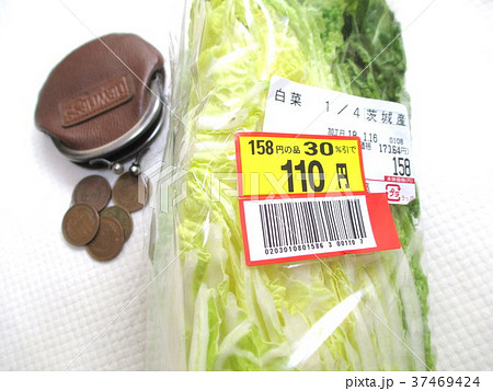 値下げ品の白菜とお金 37469424