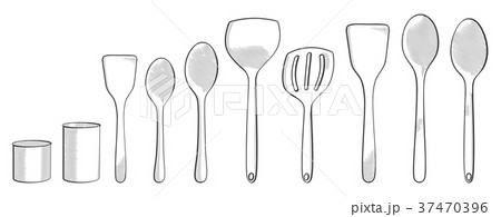 Hand drawn modern spoons Hand drawn modern spoons 37470396