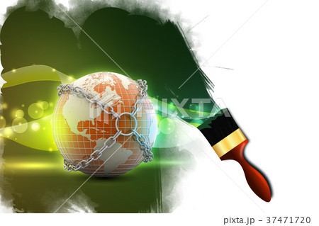 Earth globe close in chain 37471720