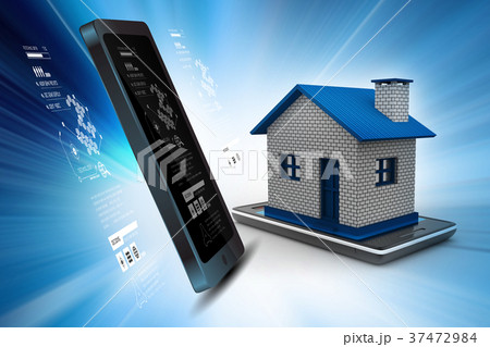 home with smart phone home with smart phone 37472984