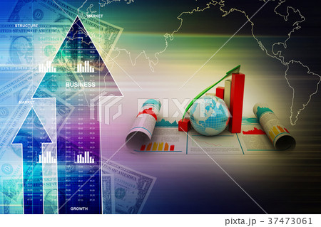 Business growth graph and globe Business growth graph and globe 37473061