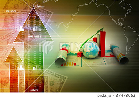 Business growth graph and globe Business growth graph and globe 37473062