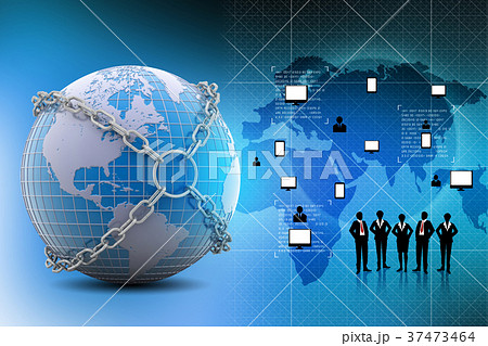 Earth globe close in chain 37473464