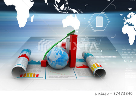 Business growth graph and globe Business growth graph and globe 37473840