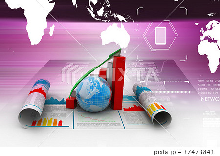Business growth graph and globe Business growth graph and globe 37473841
