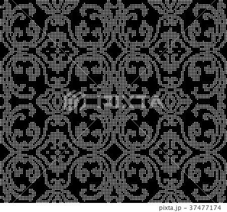 Halftone round black seamless pattern background 37477174