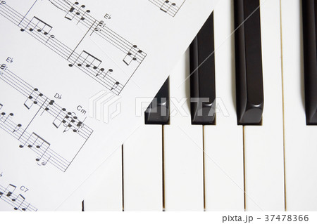 Piano keys and sheet music. Piano keys and sheet music. 37478366