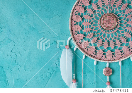 Pink ash crochet doily dream catcher 37478411