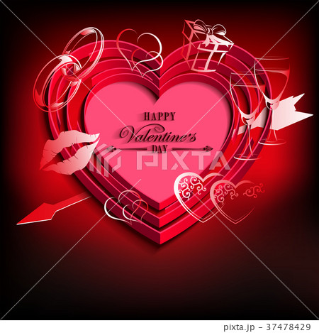 design with silhouettes of heart, wedding rings 37478429