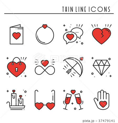 Love line icons set. Happy Valentine day signs and 37479141