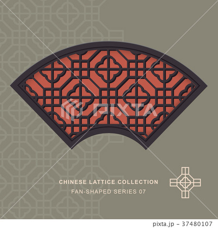 Chinese window tracery lattice isolated object Chinese window tracery lattice isolated object 37480107