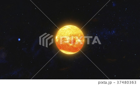 Space debris and gas planet orbiting red star 37480363