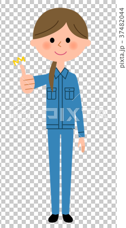 Woman Thumbs Up in Workwear 37482044