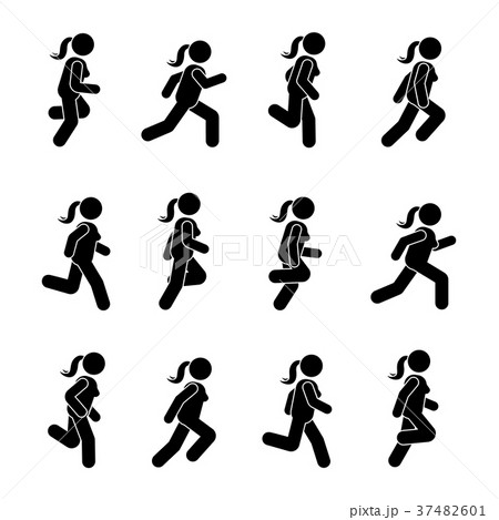 Woman people various running position Woman people various running position 37482601