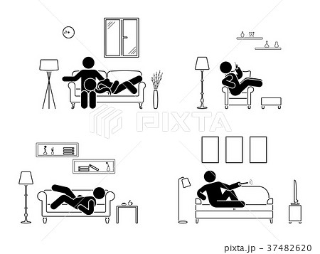 Stick figure resting at home position set 37482620