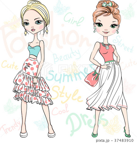 Vector beautiful fashion girls top models Vector beautiful fashion girls top models 37483910