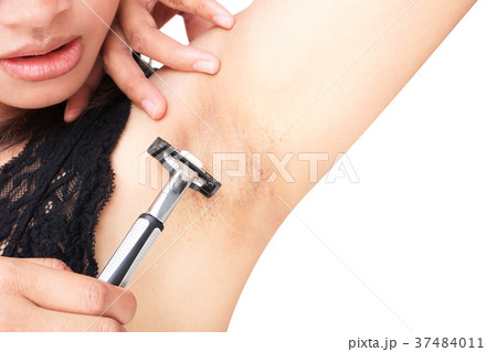 Close up woman problem armpit with razor shaving 37484011