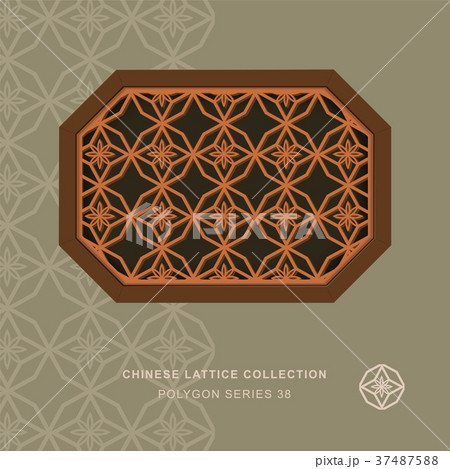 Chinese window tracery geometry isolated object 37487588