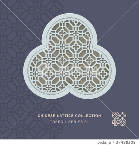 Chinese window tracery geometry isolated object 37488208