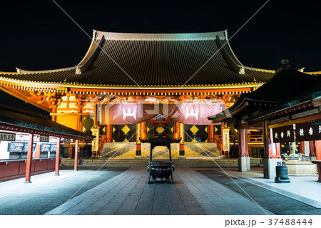 浅草寺 本堂 夜景 2018年1月撮影 浅草寺 本堂 夜景 2018年1月撮影 37488444
