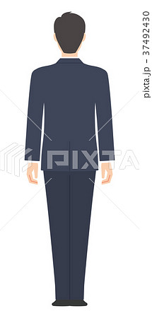 スーツ姿の男性 背面のイラスト素材