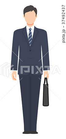 バッグを持ったスーツ姿の男性 正面のイラスト素材