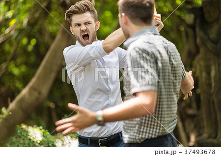 Friends have the conflict and assault. 37493678