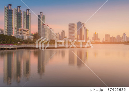 Sunset tone over Office building reflection  37495626
