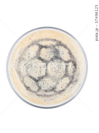 Glass of stout beer top with football shape Glass of stout beer top with football shape 37496125
