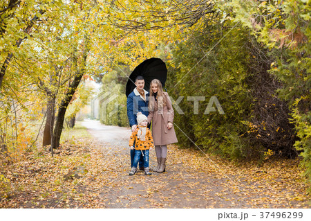 family walk in the autumn forest in the Park in family walk in the autumn forest in the Park in 37496299