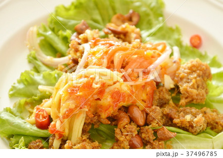 crispy fried chop catfish with green mango salad crispy fried chop catfish with green mango salad 37496785