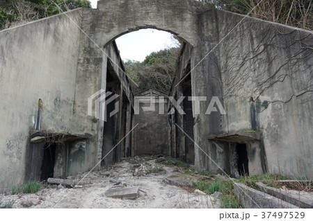 大久野島の毒ガス保管所跡の写真素材