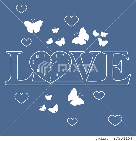 Romantic clock, butterflies and hearts Valentine's Romantic clock, butterflies and hearts Valentine's 37501153