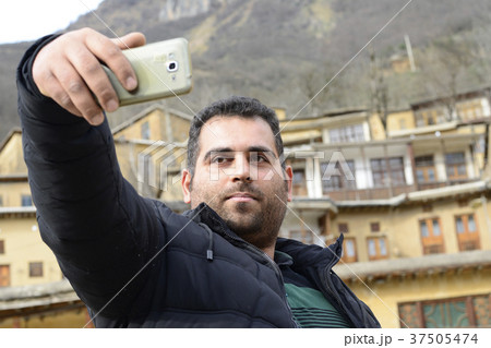 young man taking selfie in Masuleh village 37505474