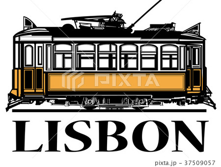 Old classic yellow tram of Lisbon Old classic yellow tram of Lisbon 37509057