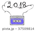 2018 happy new year, purple , Musicassette  hand 37509814