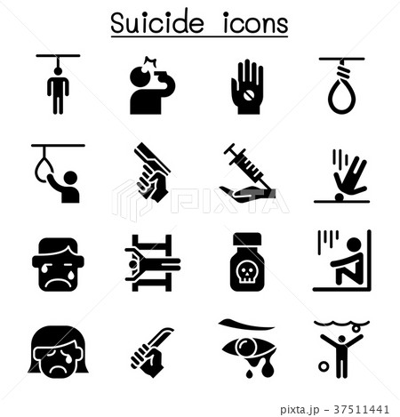 Suicide icon set 37511441