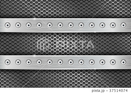 Metal perforated background with brushed iron 37514074