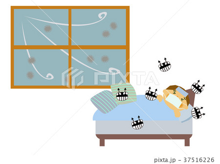 風邪、インフルエンザ、病気のイメージイラスト。 37516226