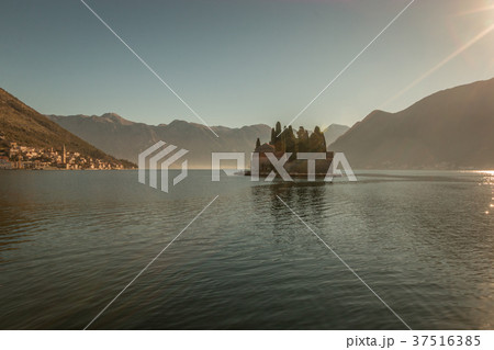 Island view in Kotor Bay in Montenegro 37516385