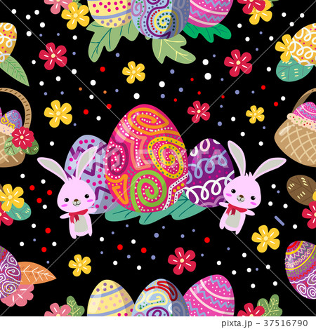 Cute Bunny and easter eggs seamless pattern Cute Bunny and easter eggs seamless pattern 37516790