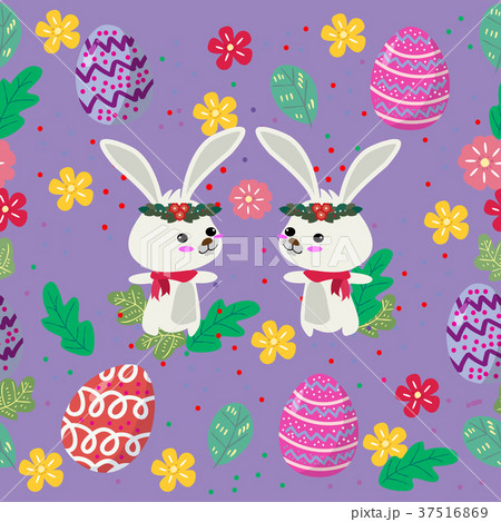 Cute Bunny and easter eggs seamless pattern Cute Bunny and easter eggs seamless pattern 37516869